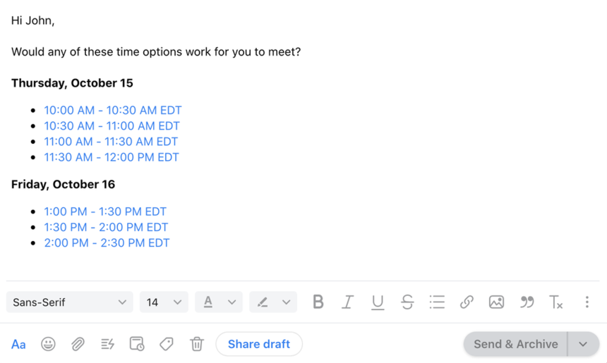 How To Insert Calendar Availability Into An Email