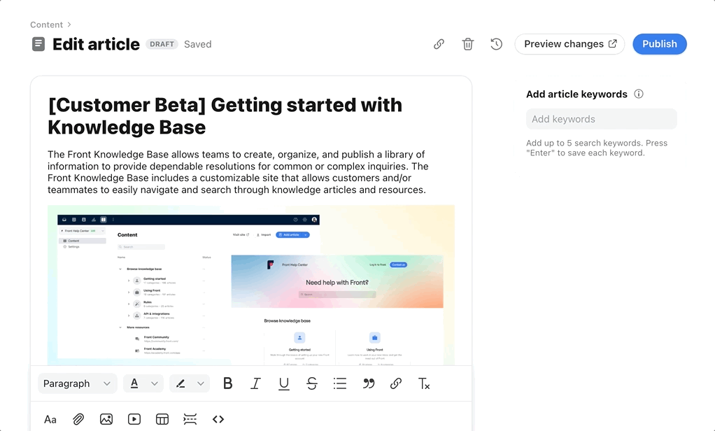 Add and edit knowledge base articles