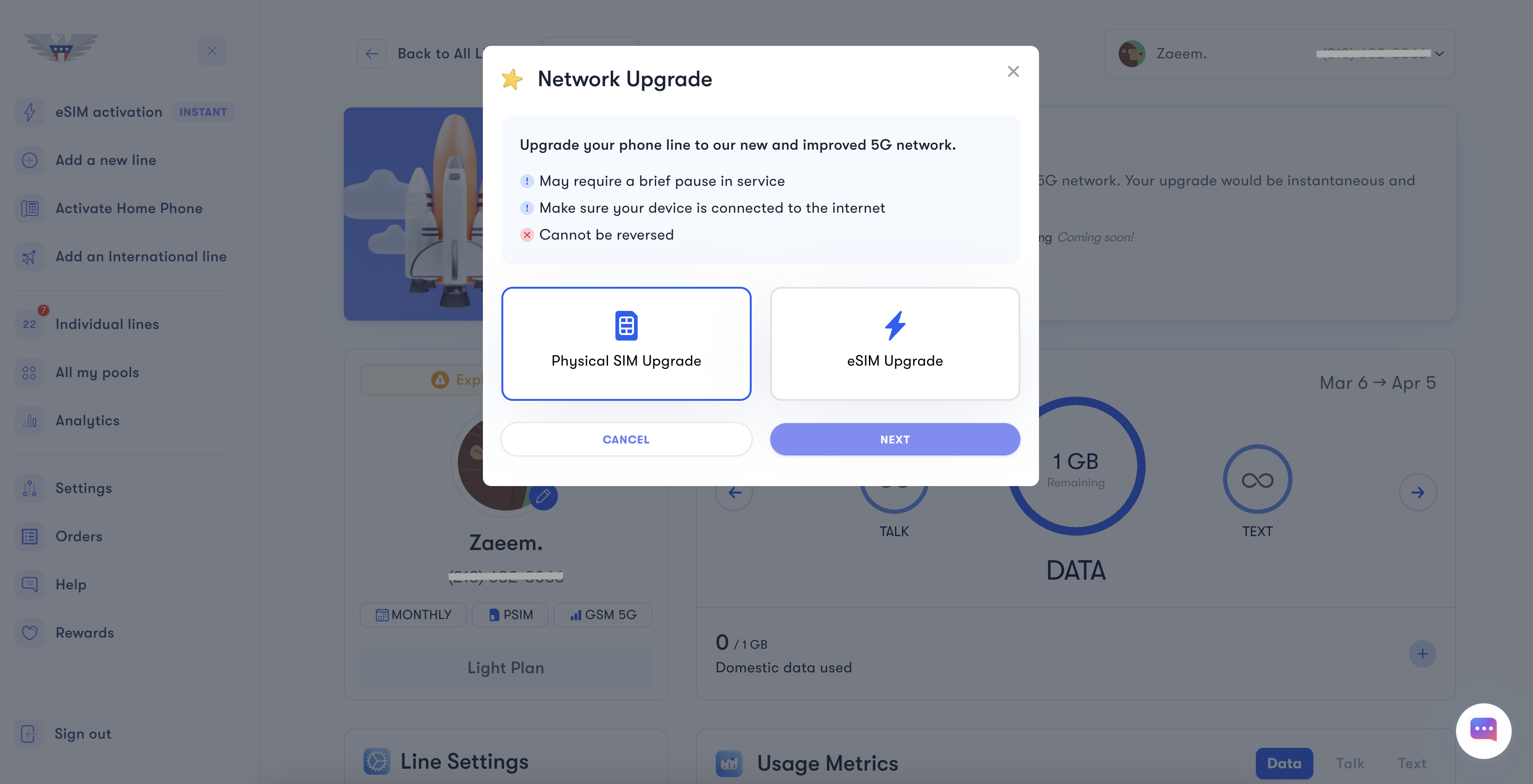 How do I upgrade to the new Light Speed network?