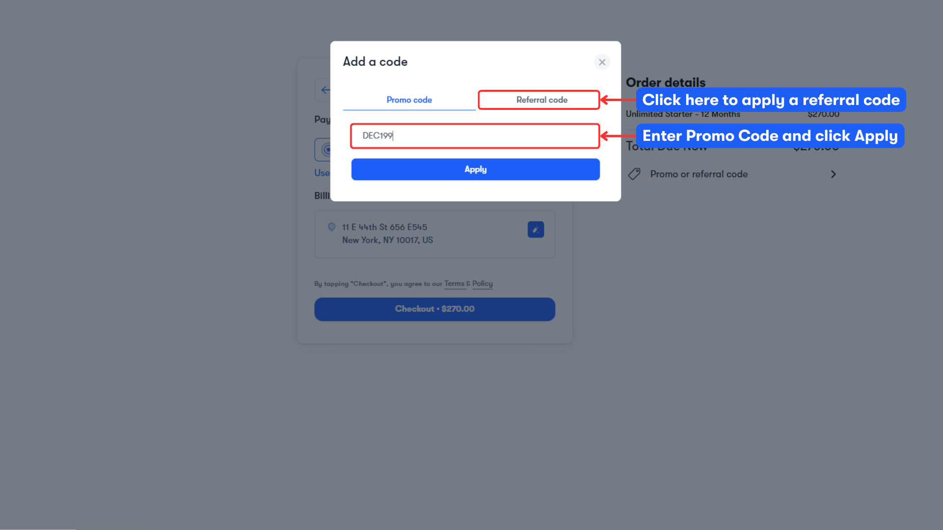 How do I use a promo code?