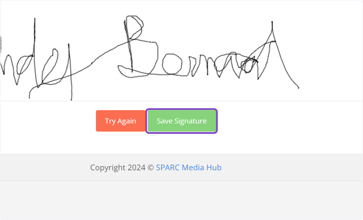 Then click on Save Signature