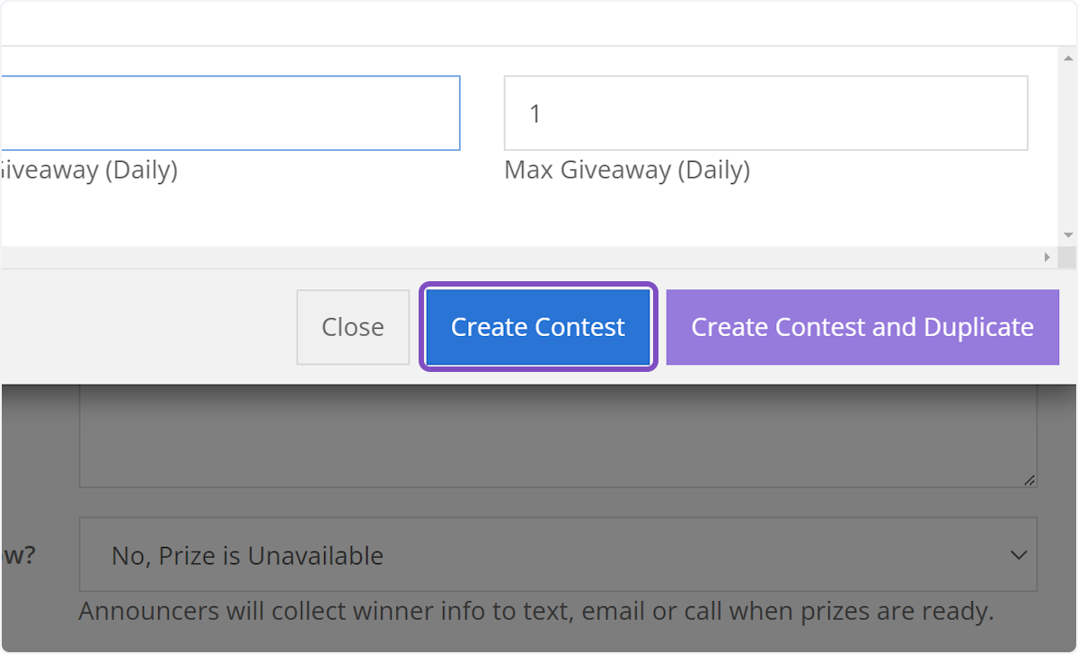 Click on Create Contest, and you're done!