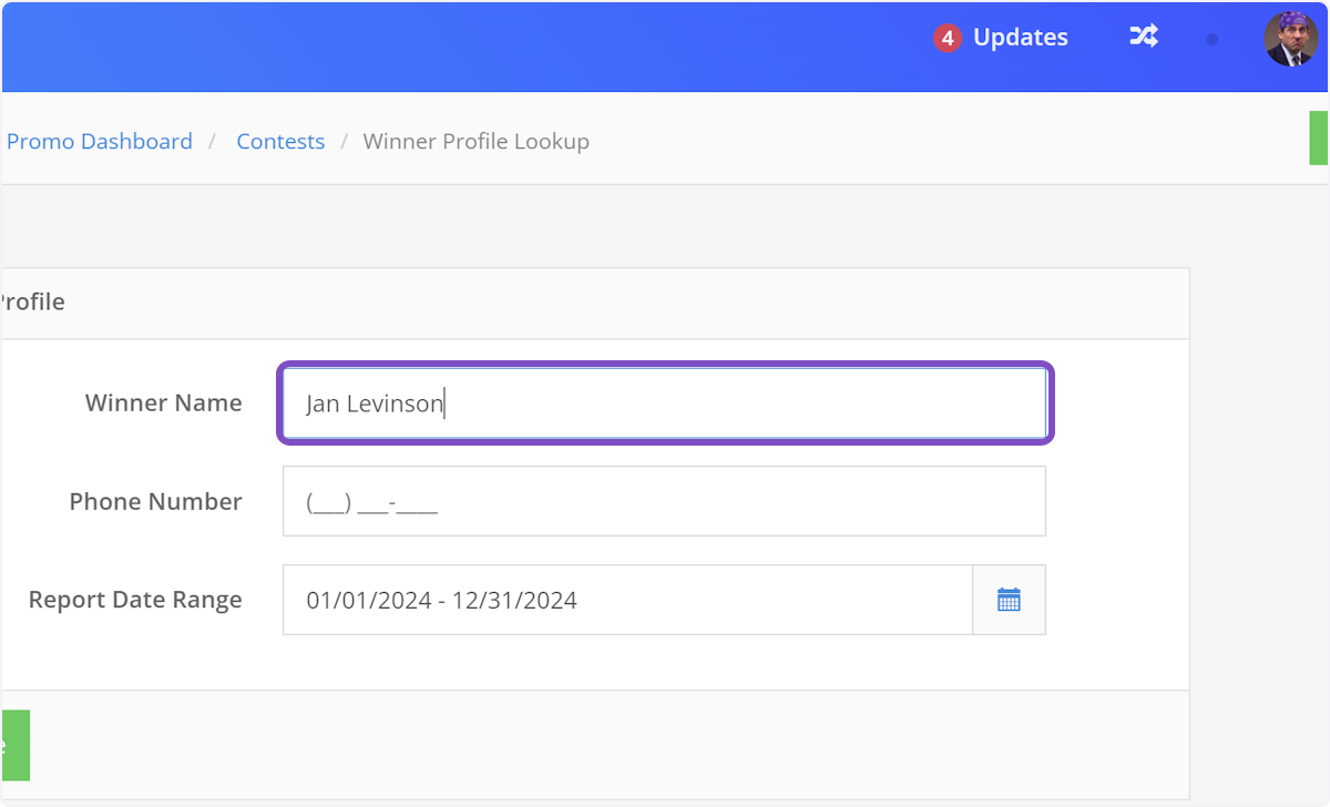 Type in the name of your winner