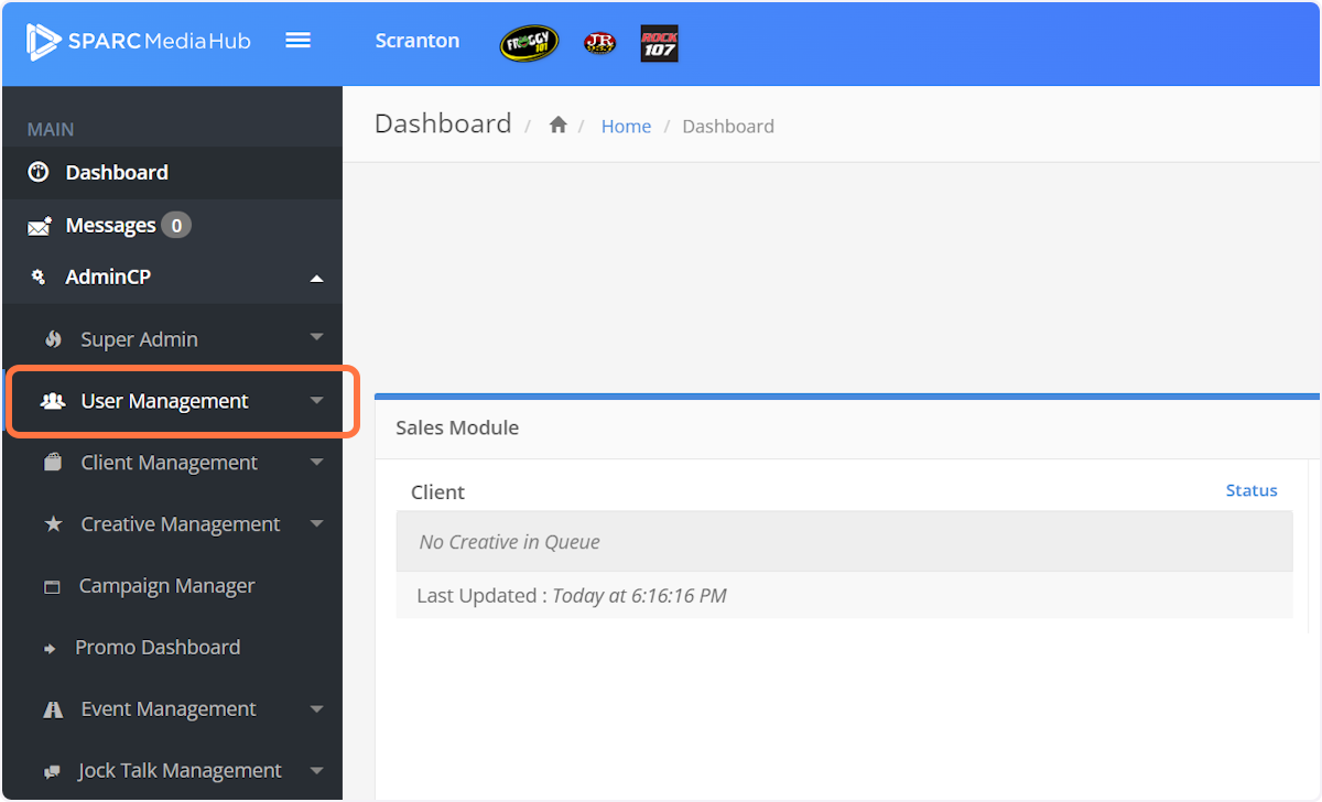 Click on User Management