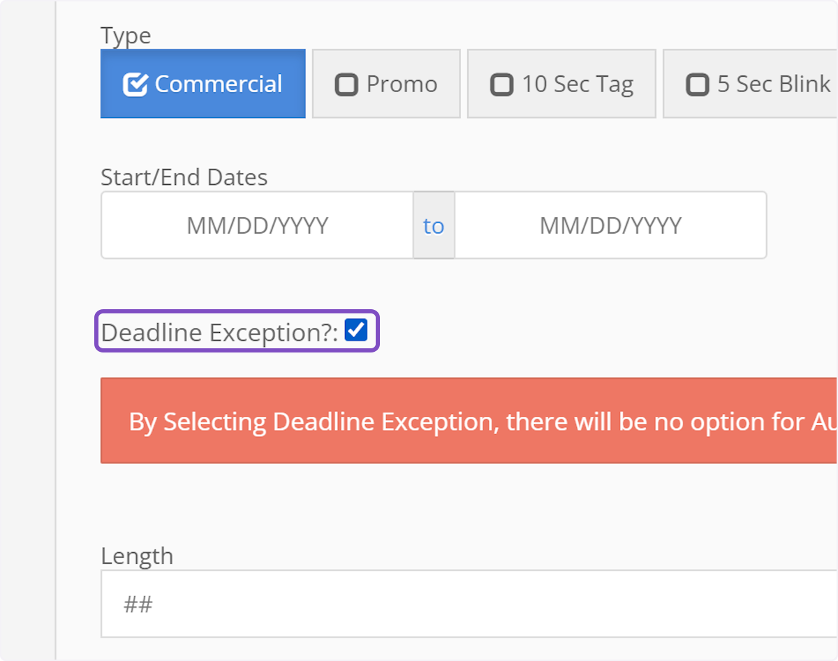 Deadline Exception