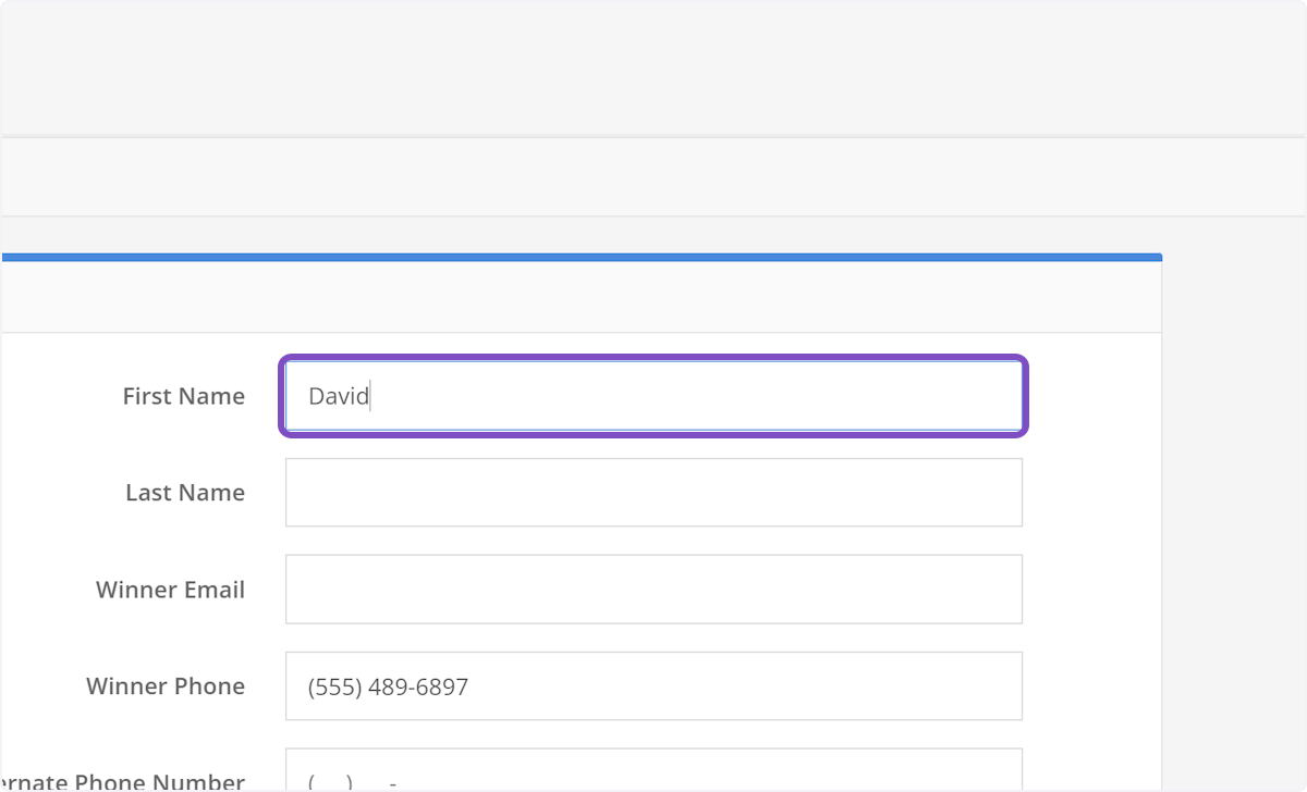 Enter the winner's first name