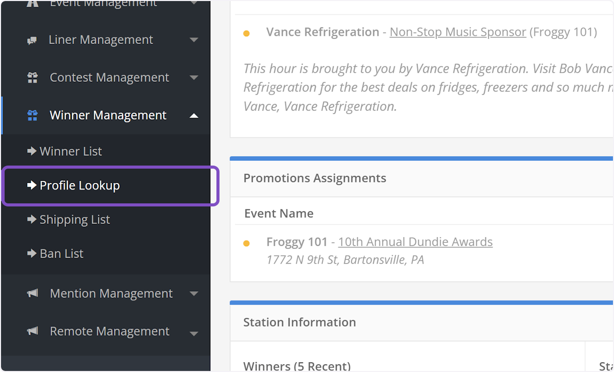 Click on Profile Lookup