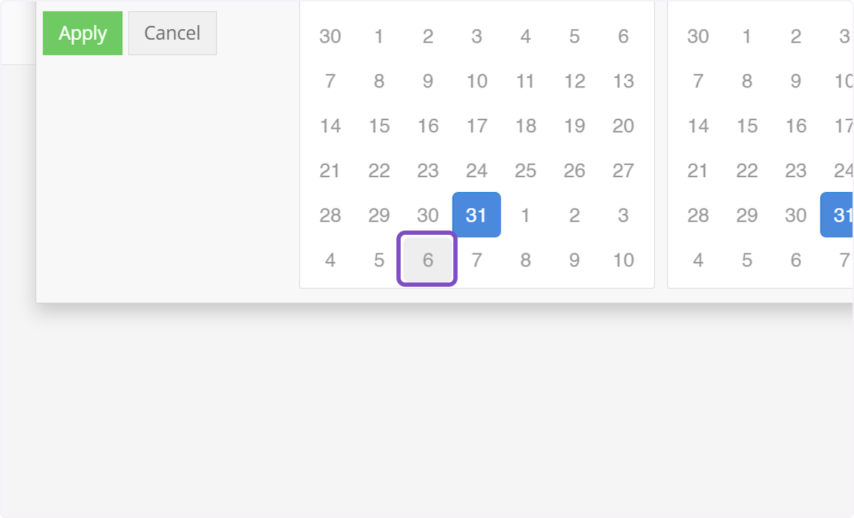 Select your start date on the left calendar