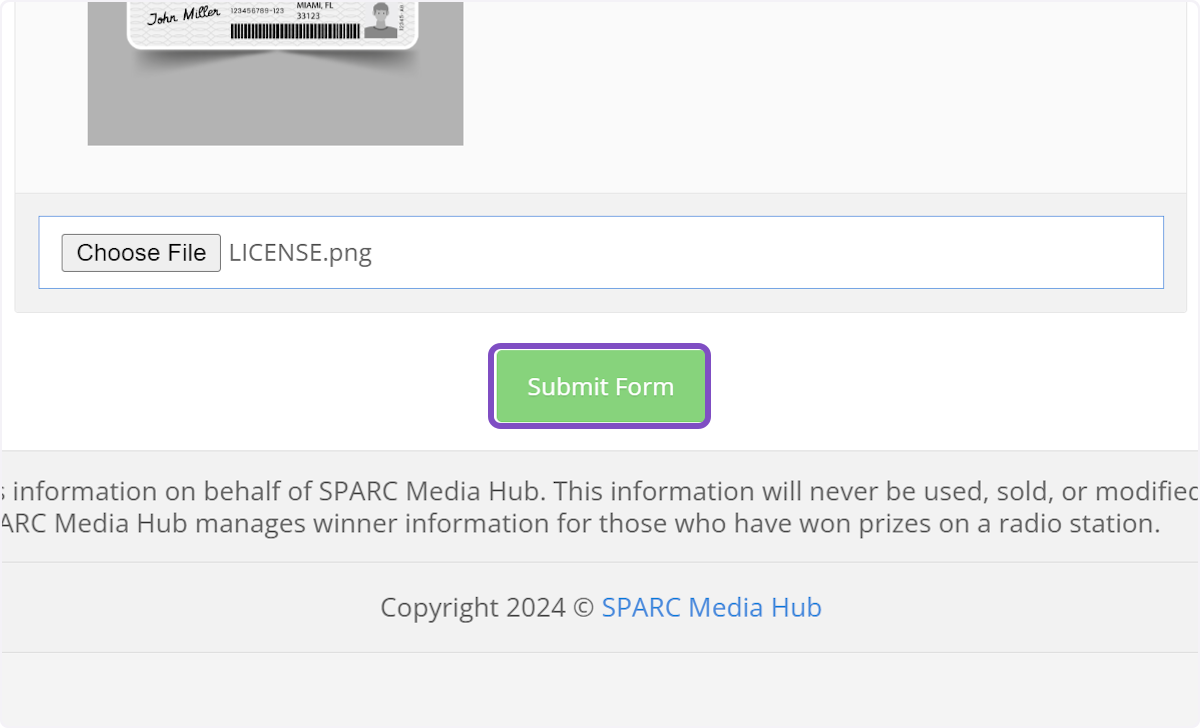 Then they would just click on Submit Form
