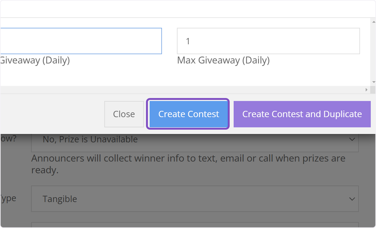 Click on Create Contest, and you're done!