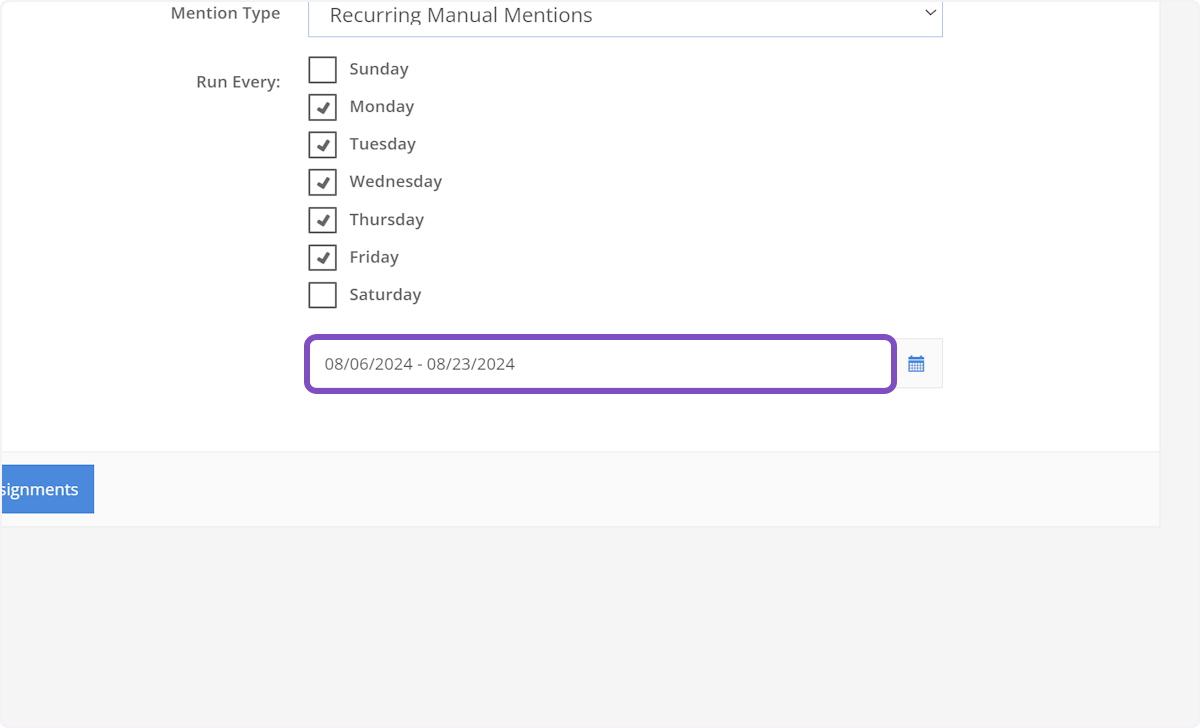 And your start and end dates