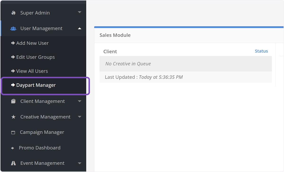 Click on Daypart Manager