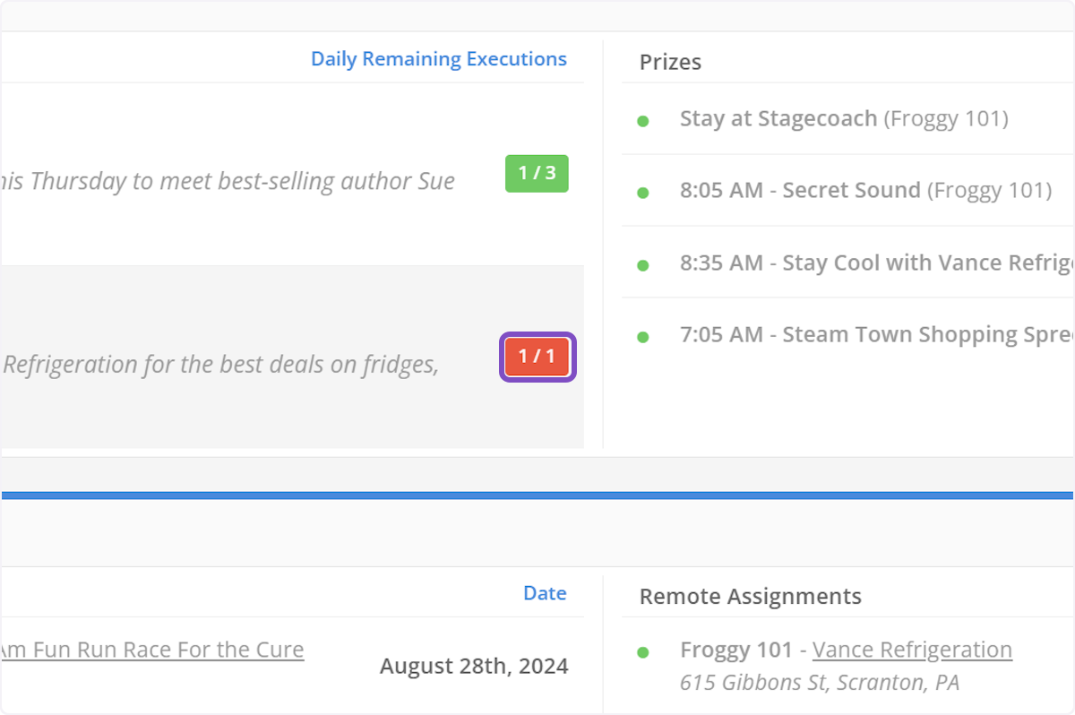 The small numbers in the far right of each mention will show you how many you need to read on the air during today's show.