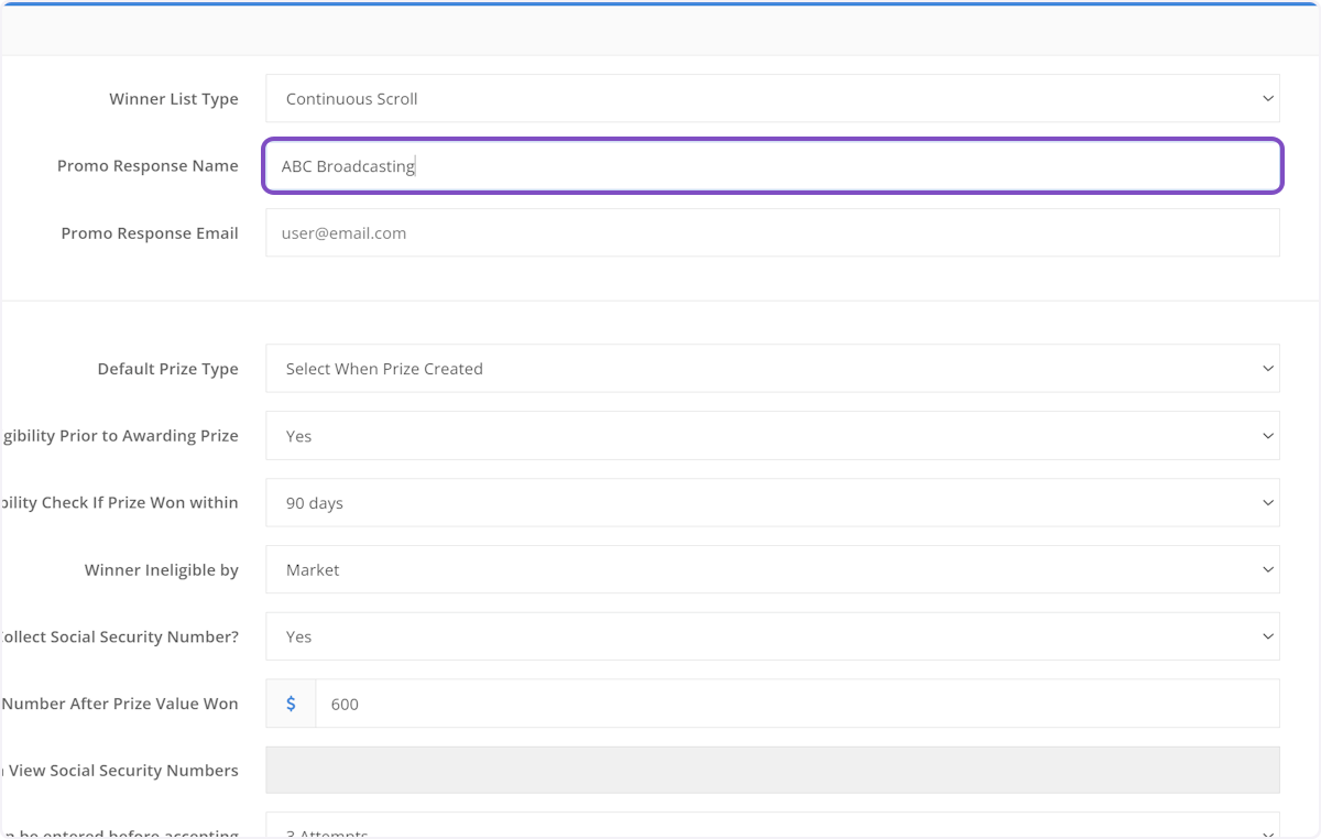 Enter the name you'd like displayed in winner's email inboxes when automated emails are sent from SPARC.