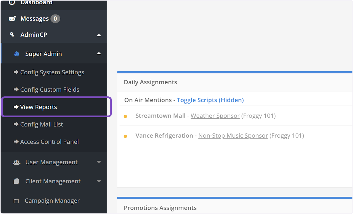 Click on View Reports