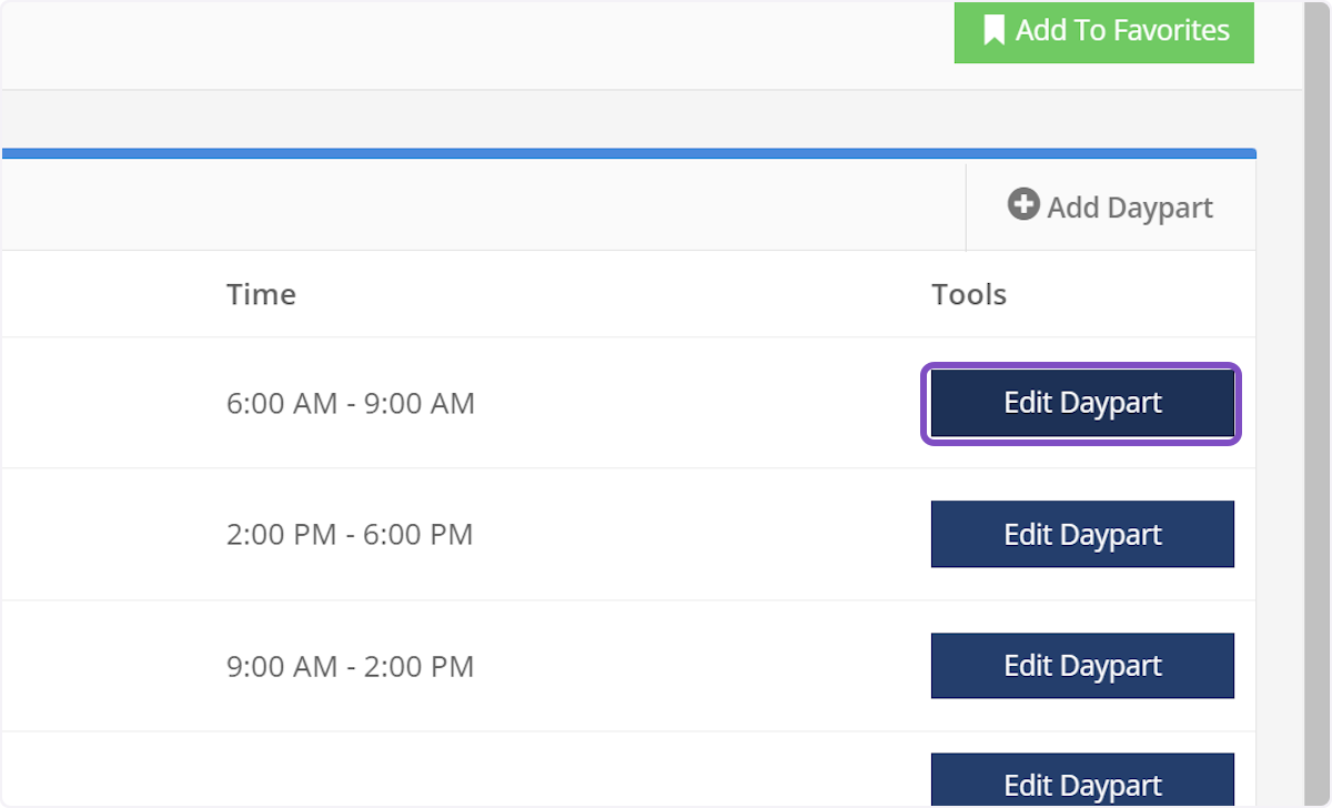 Click on Edit Daypart on the right-hand side of that daypart.