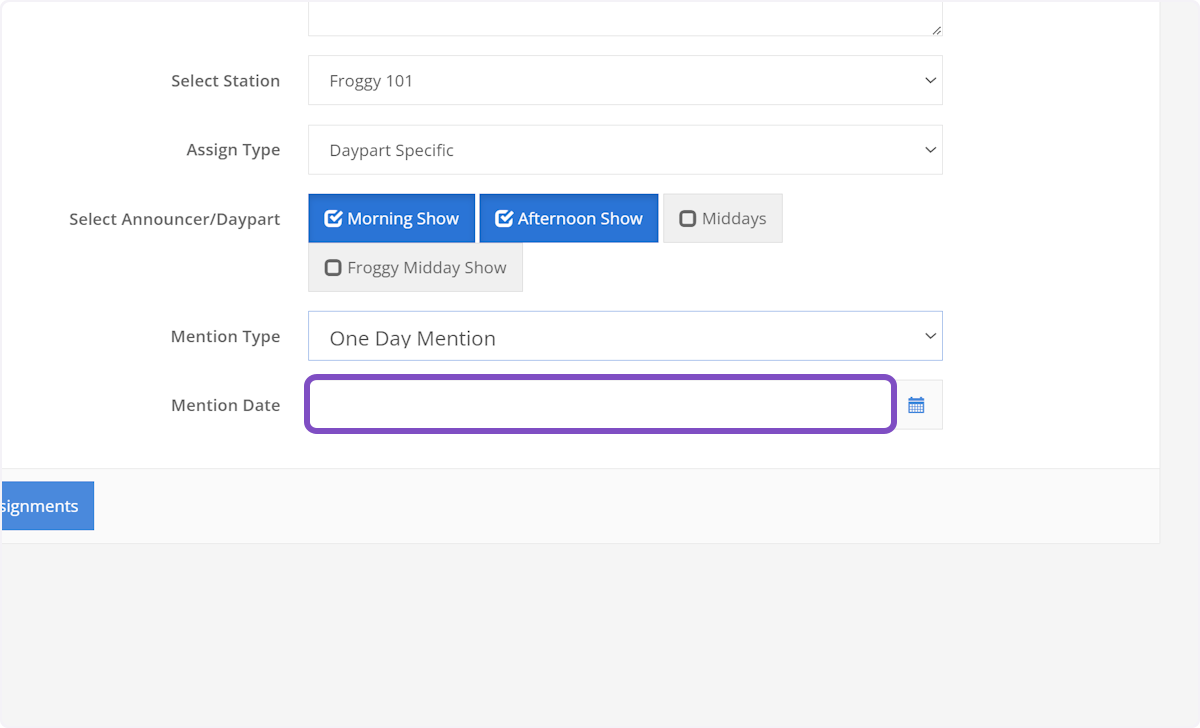 Next select the date for this mention.