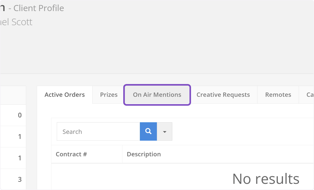 Click on the On Air Mentions tab on the right-hand module.