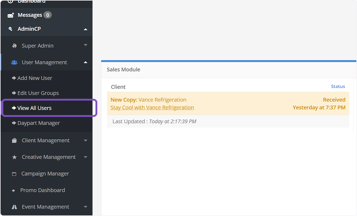 Click on View All Users