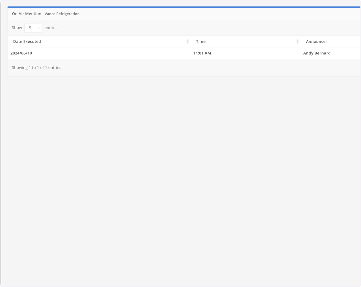 This will show you a screen with all the mentions/live reads that were logged by the on-air teams.