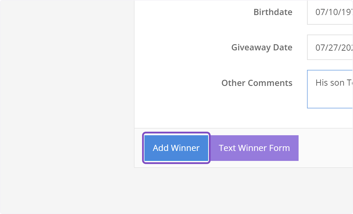 When you're all done, click Add Winner and you're done!
