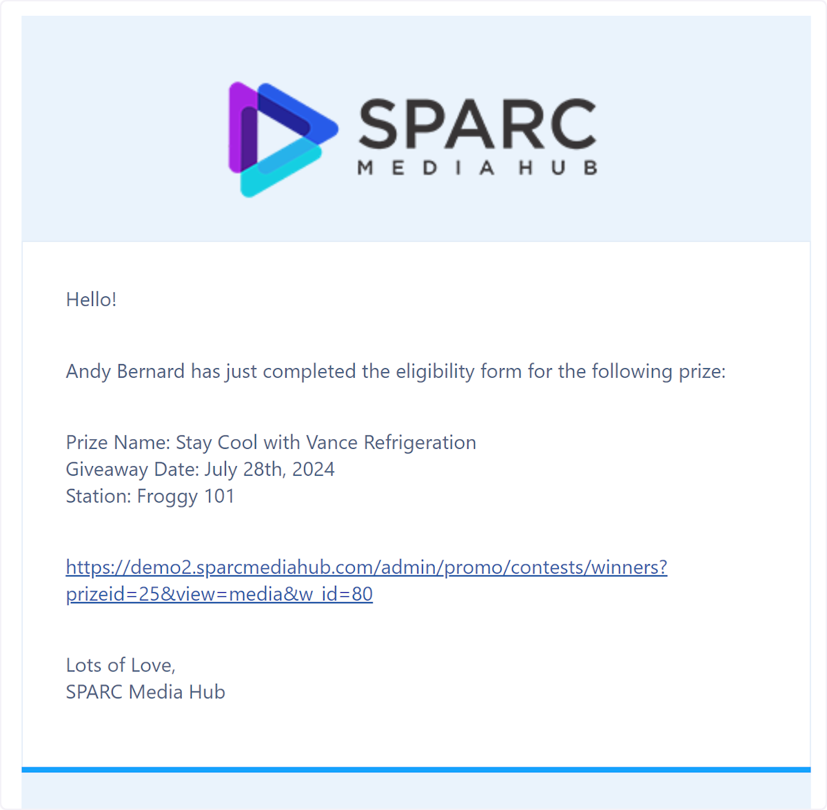 You will receive an email notifying you that a new eligibility form has been completed.