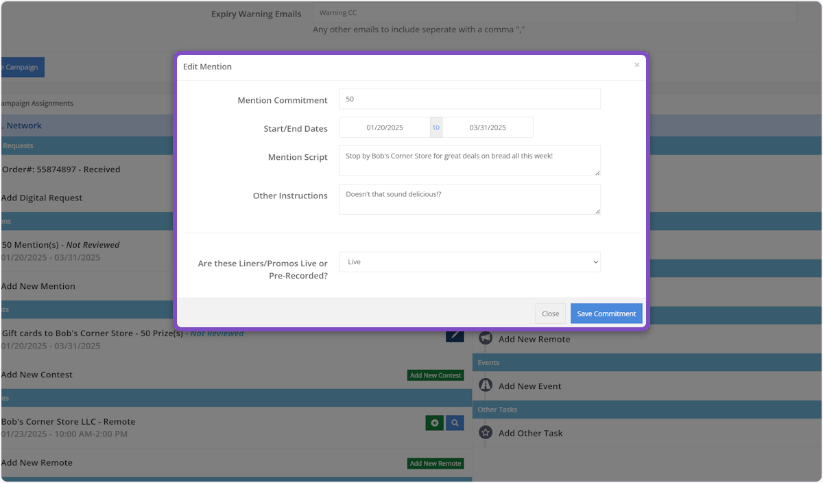 Click on Edit Mention