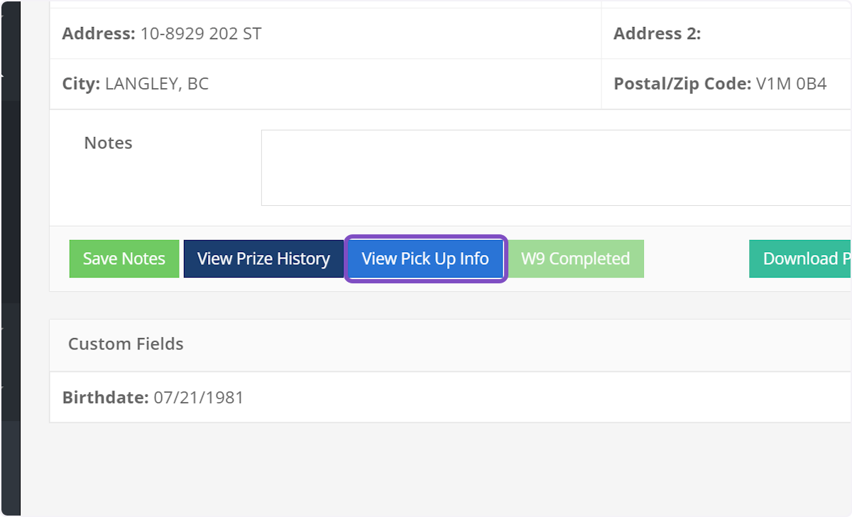 Once on the winner's contest win profile, click