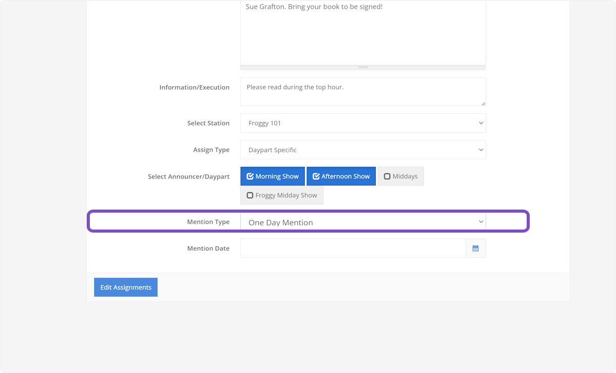 There are three types of mentions