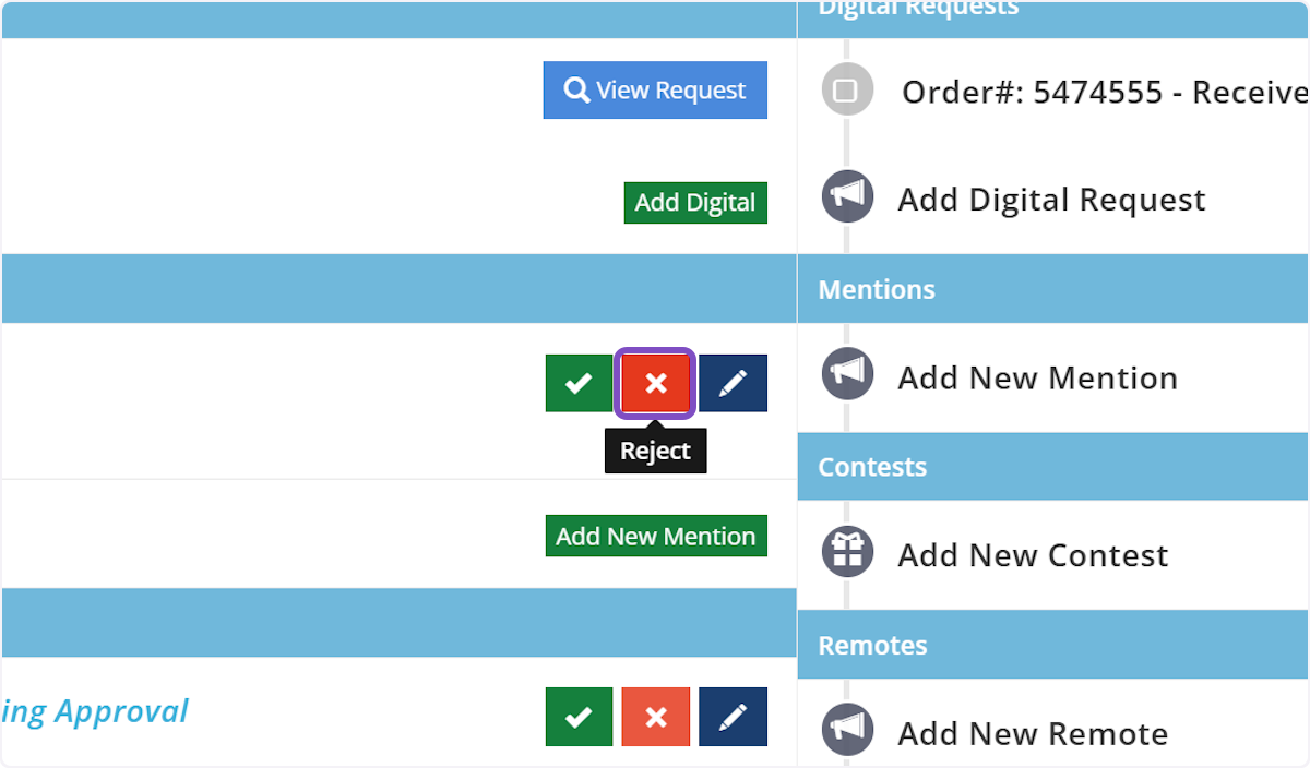 Rejecting a Mention Request