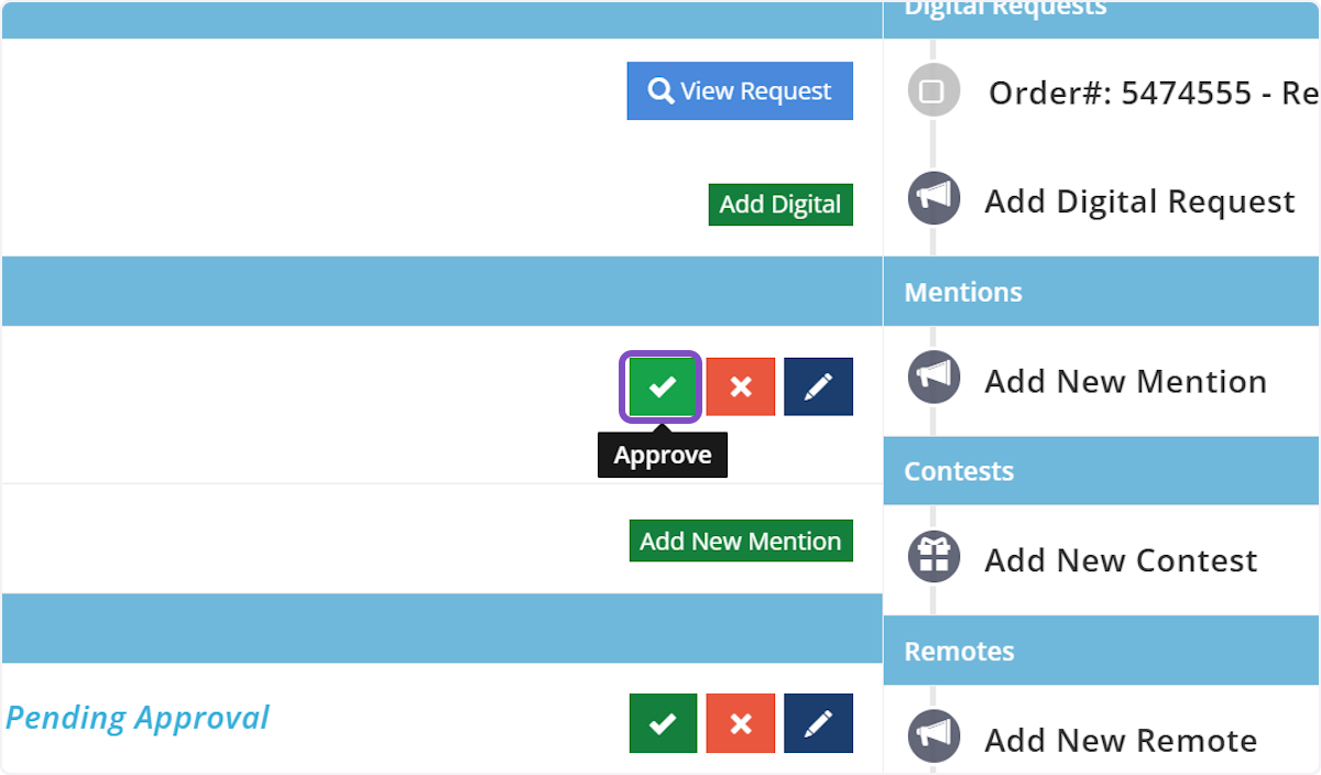 Approve the Mention Request