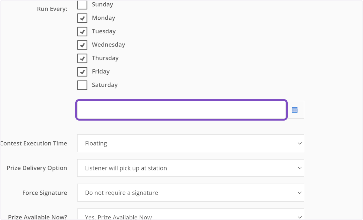 Select the start and end dates by clicking on the date field directly below your days of the week.