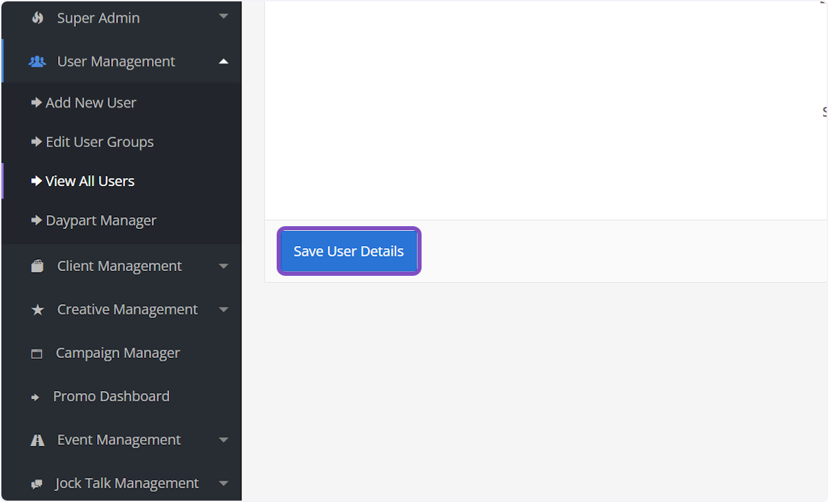 Click on Save User Details and you're done!