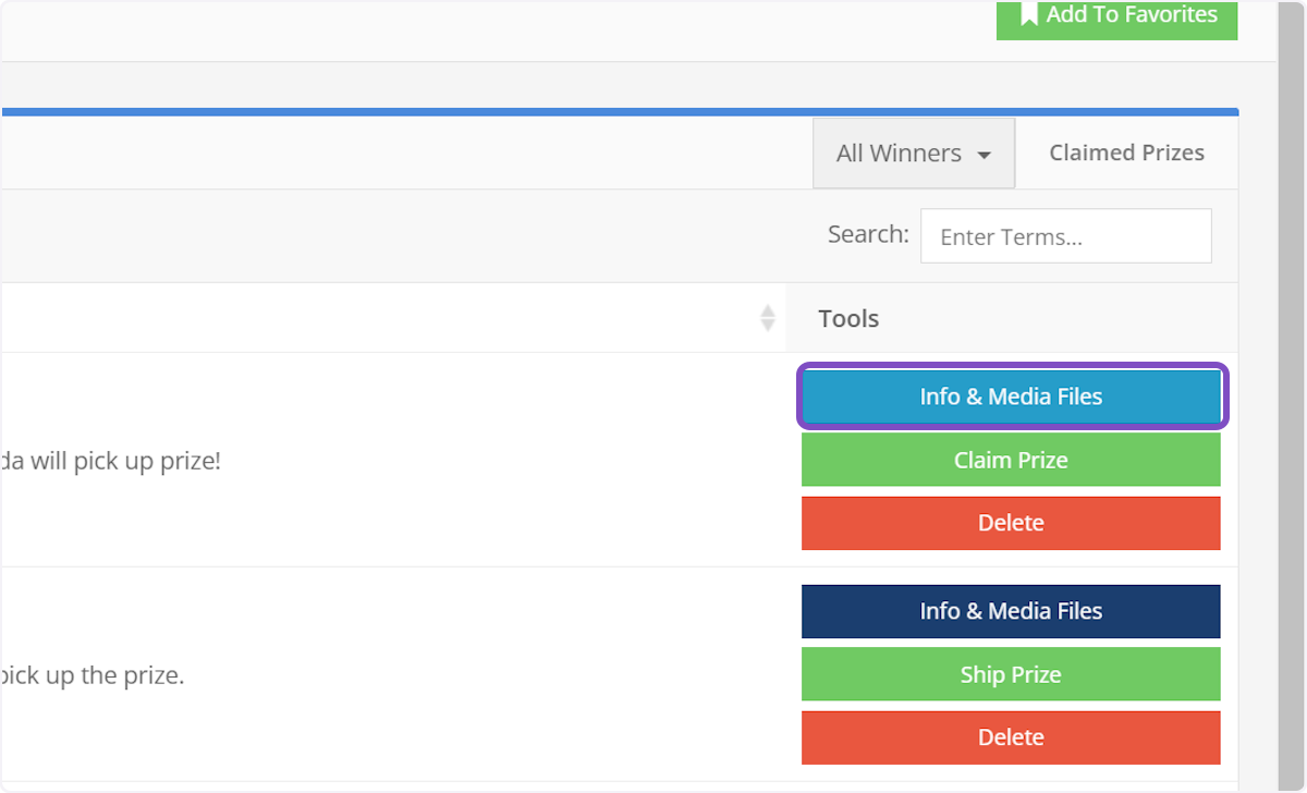 Click on Info & Media Files on the appropriate contest win.