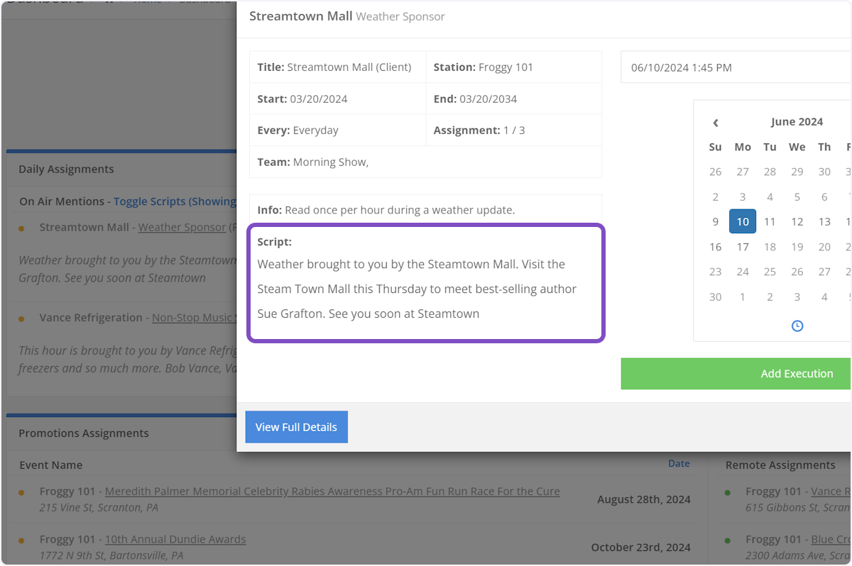 Script is what needs to be read on the air.