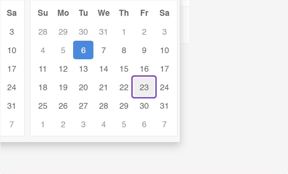 And your end date on the right calendar