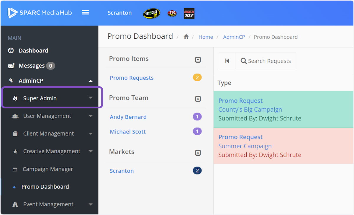 Click on Super Admin