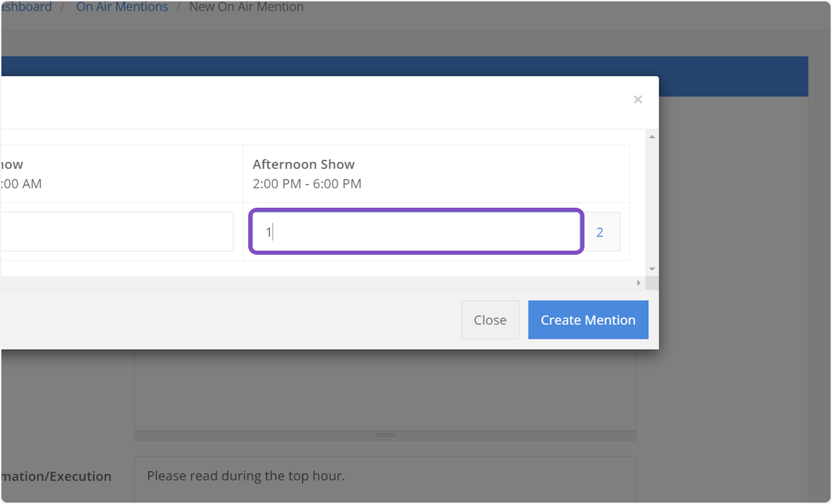And one mention in the afternoon show
