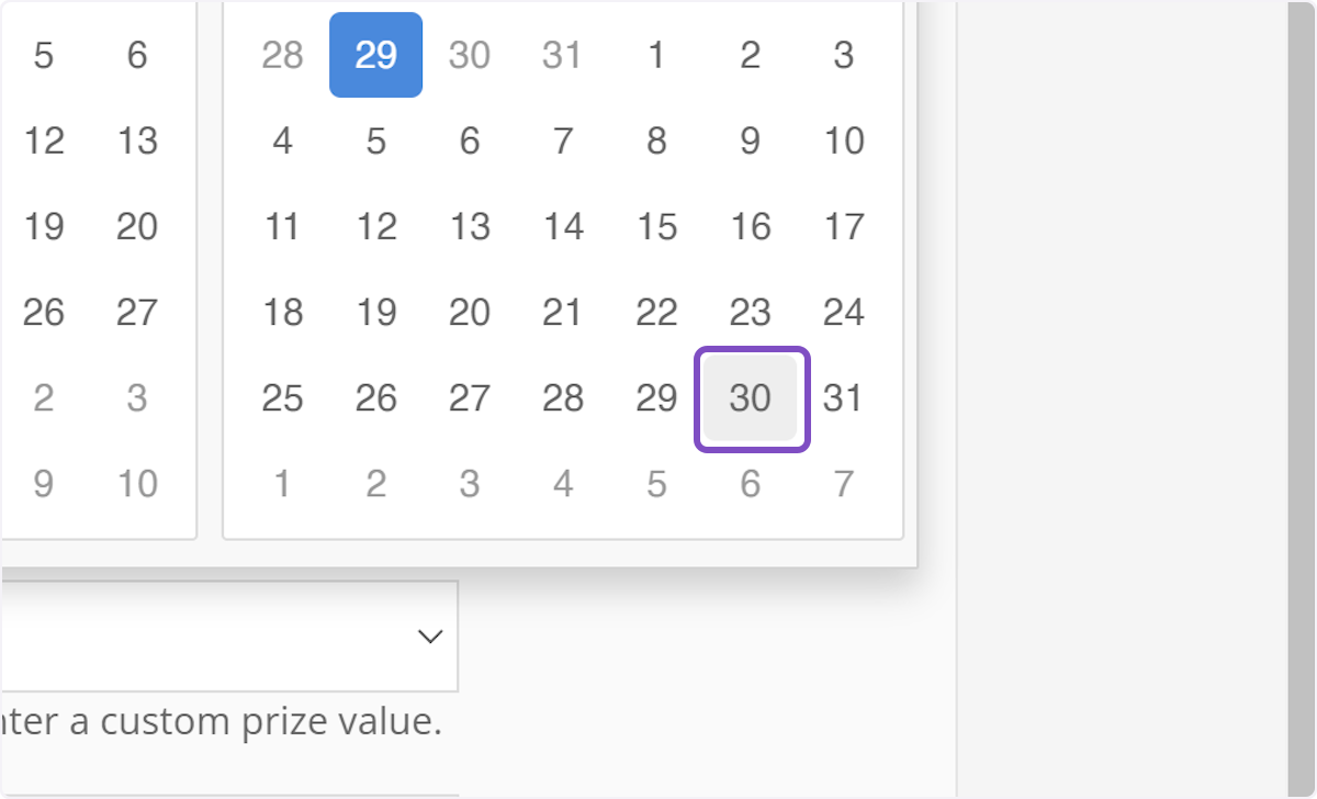 Choose the end date on the second/right-hand calendar.