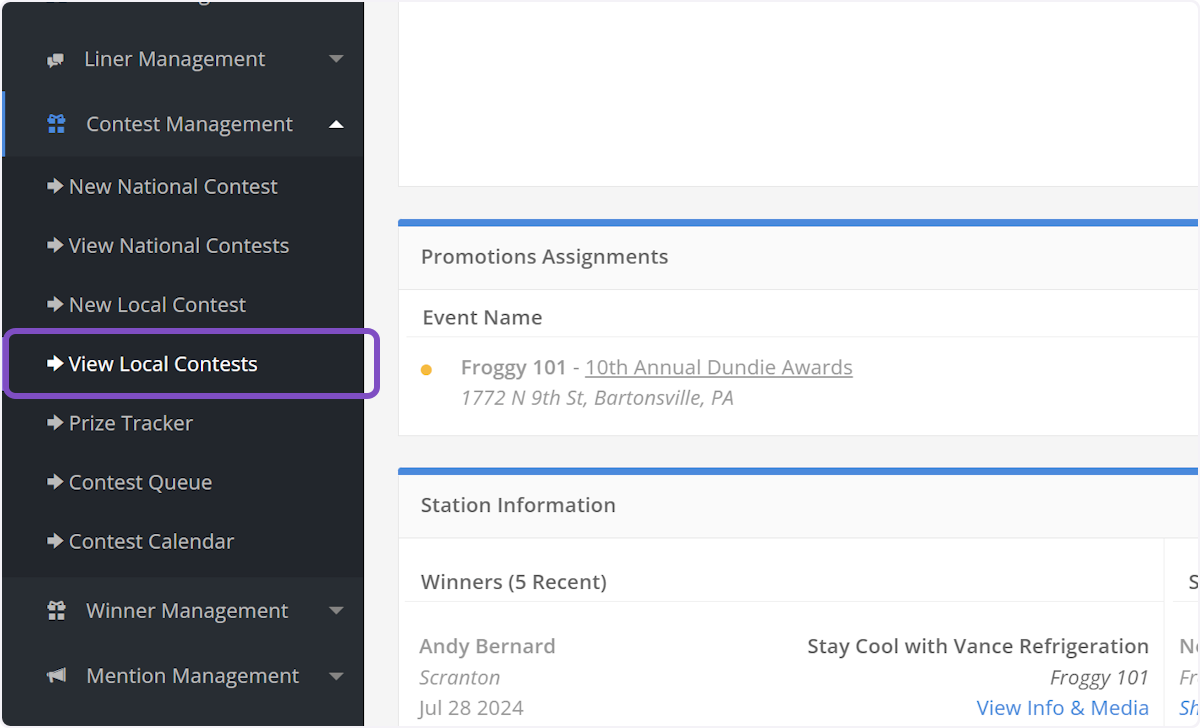 Click on View Local Contests