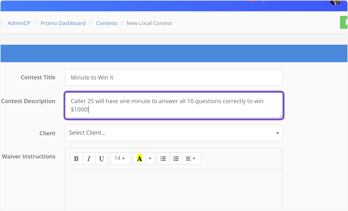 Add any information you'd like to relay to the on-air team.