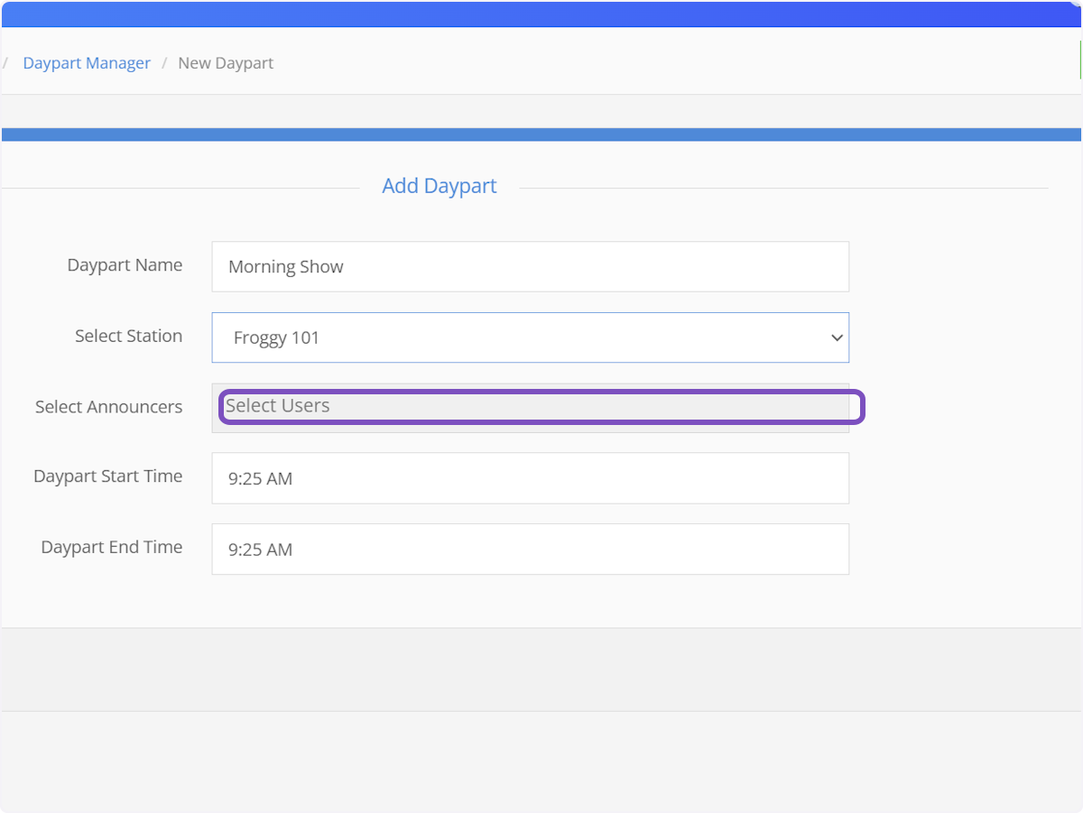 Select the team members that will be assigned to this daypart