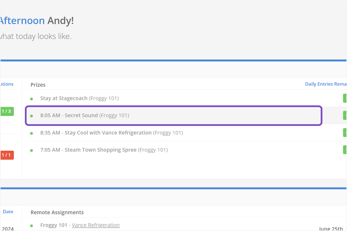 Click on the contest you'd like to add a winner to.
