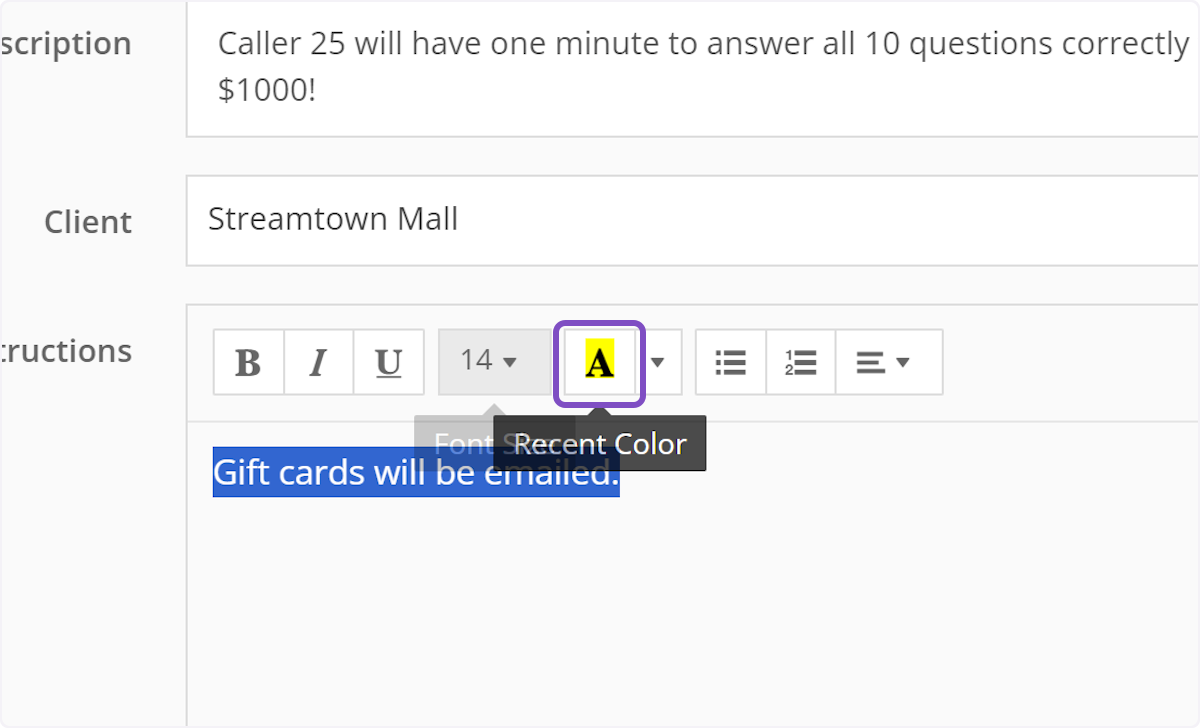 You can change the font size, color, alignment etc.