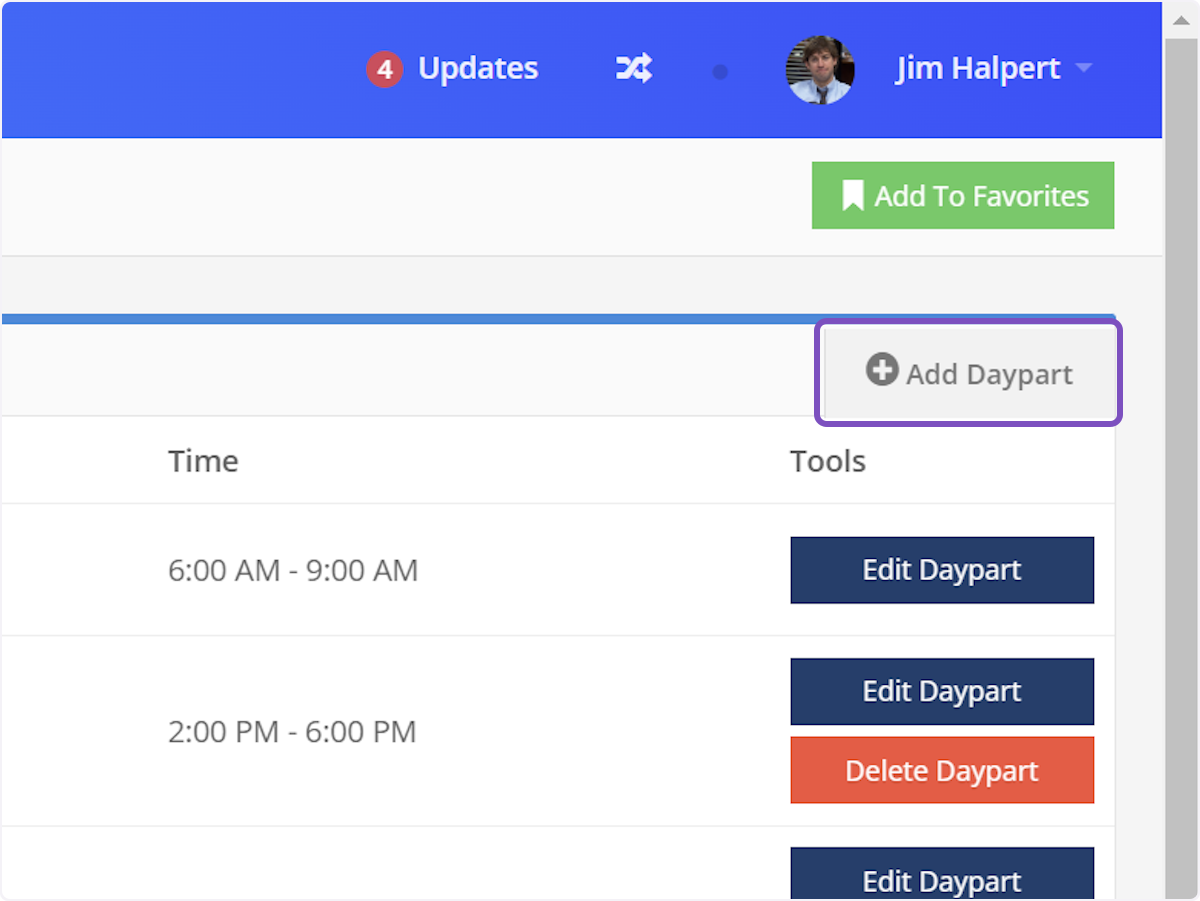 Click on Add Daypart