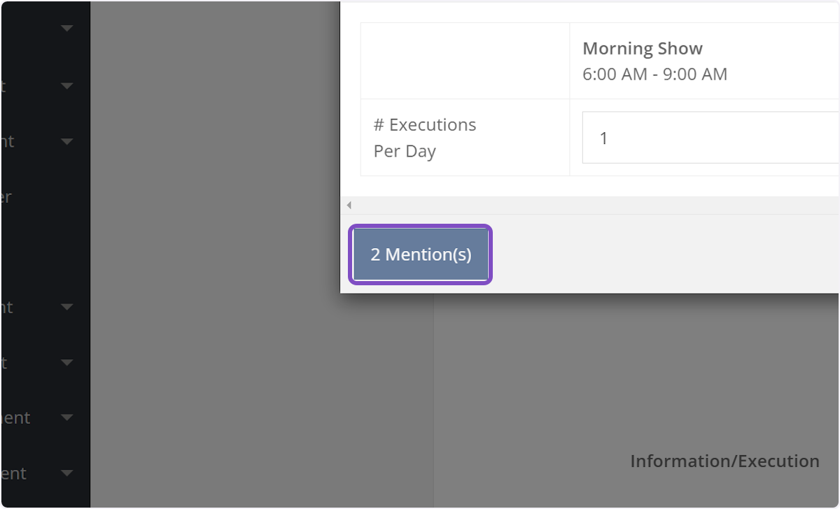 Down in the left-hand corner you will see the amount of mentions scheduled for the full day