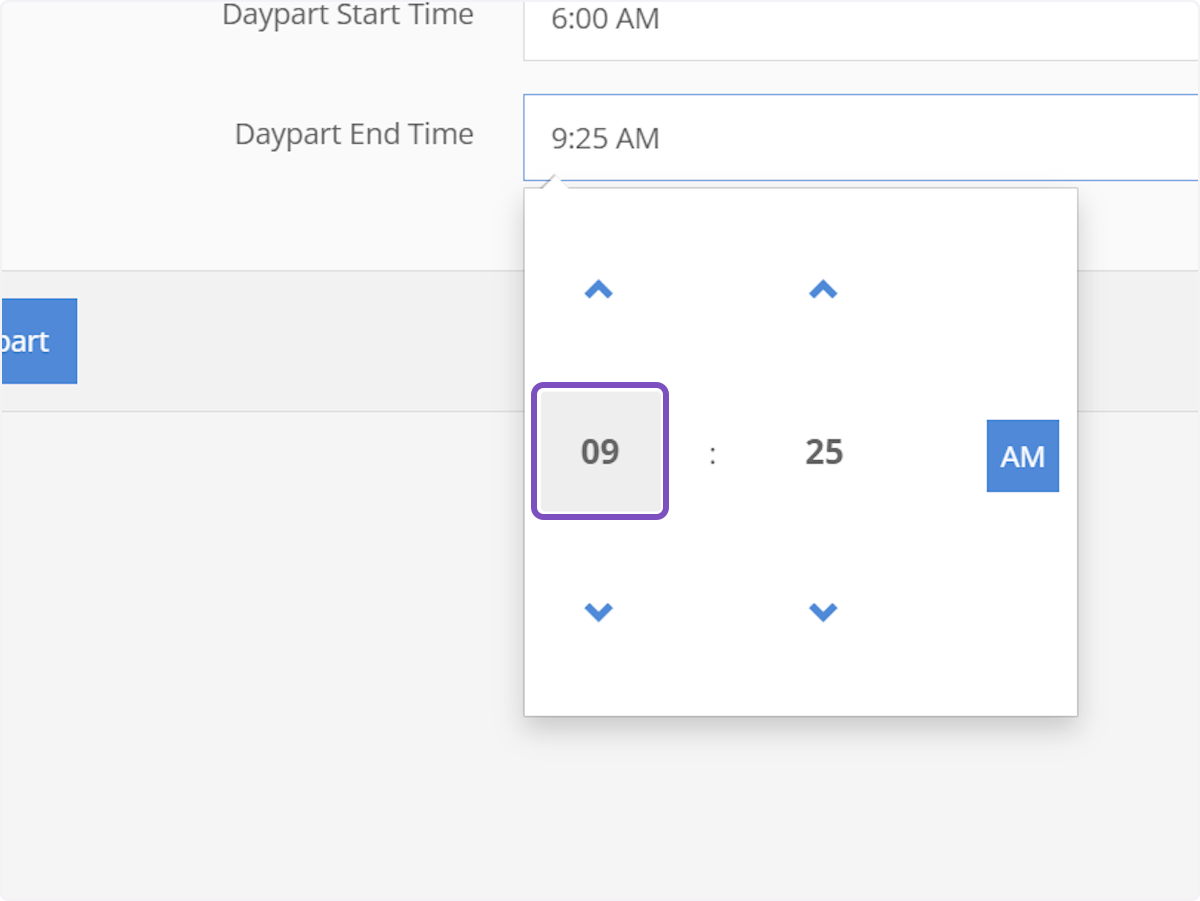 Assign a end time for your daypart/show