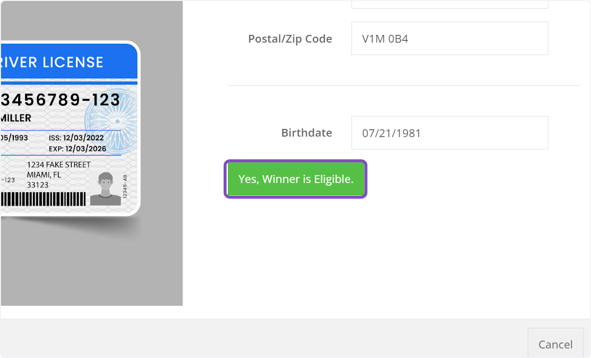 If no changes need to be made to the information provided, click