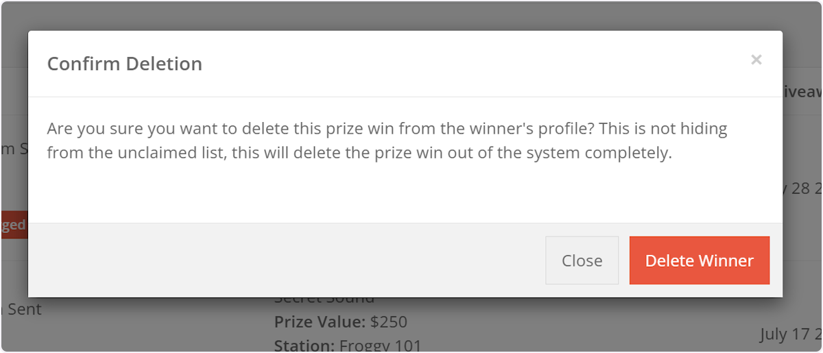 Confirm you'd like to delete this contest win.