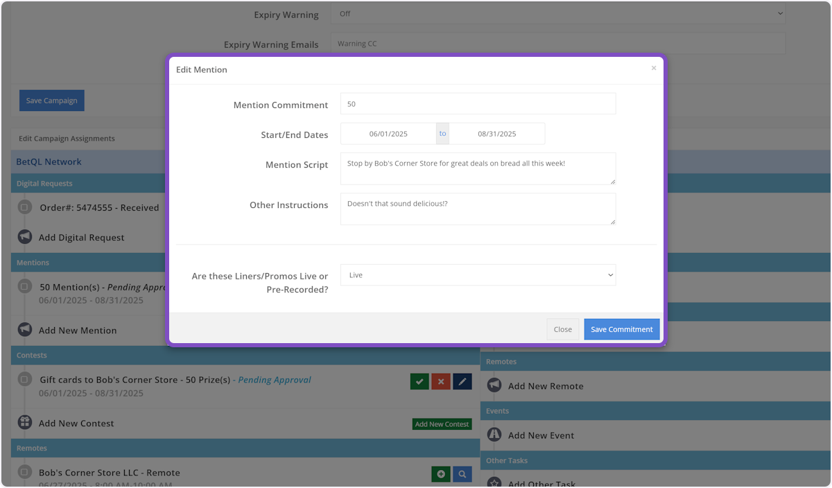 Edit Mention Request